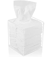 Acrylic Tissue Box Holder, Square Clear Tissue Box Dispenser for Facial Tissue, Napkins, Dryer Sh...