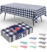 misaya 4 Packs Buffalo Disposable Table Cloth, 54 x 108 Inch Waterproof Plastic Tablecloth, Recta...