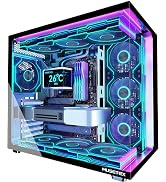 MUSETEX Y6 PC Case, Pre-Installed 7 Infinity Mirror PWM ARGB Fans, ATX Mid Tower Computer Case, G...
