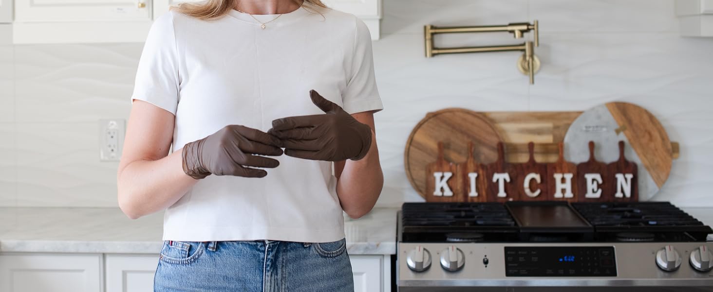 Mocha Mitten Nitrile Gloves Medium