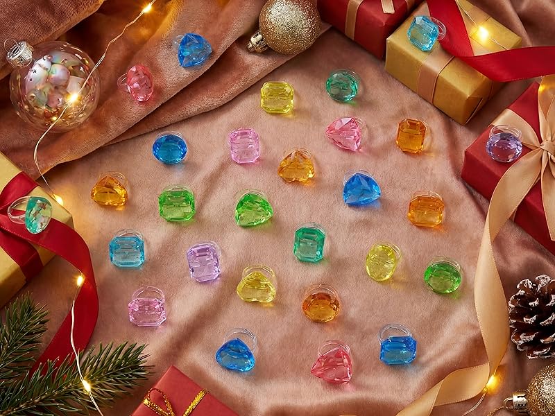 PASEMM 100Pcs Gem Rings Toys for Kids