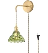 Shenmoyl Vintage Wall Sconce with Green Lily of The Valley Glass Shade Hanging Wall Sconce with 4...