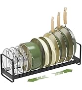 MUDEELA Pot Rack Pan Organizer inside Cabinet - Expandable Pot Lid Organizer for Cabinet with 12 ...