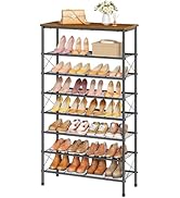 Tajsoon 8 Tier Free Standing Shoe Rack for 28-32 Pairs, X Shape Fixed Frame Metal Mesh Shoe Rack ...