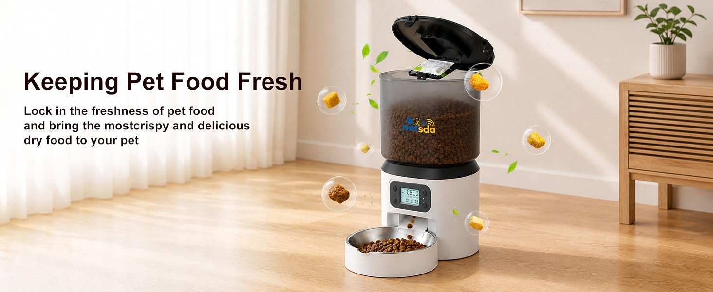 Automatic Cat Feeders, 4L Timed Cat Dry Food Dispenser Auto Pet Feeder Portion Control 9 Meals Day