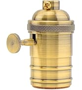 RTNLIT Brass Lamp Socket, Vintage Edison E26/E27 Bulb Light Socket with On/Off Knob Switch(Gold)