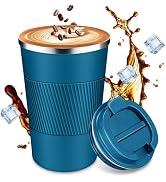 LCKDHM Insulated travel coffee cup with leak proof lid, insulated and reusable hot and cold bever...