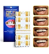Rich Bling Gold Tooth Grillz – 36 All-Gold Tooth Decals for Your Teeth, Aligners, Gold Grillz for...