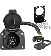 Oyviny 4-Pin to 7-Way Round Blade Trailer Adapter W/Mounting Bracket, 4 Way Flat to 7-Way Blade R...