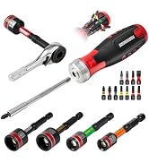 Geinxurn 19 Pieces Ratcheting Screwdriver Set, Mini Rachet Wrench, Rachet Screwdriver Handle and ...