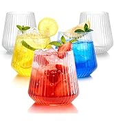 BESTSTAR 36 Pcs 12 oz Plastic Clear Ribbed Wine Glasses, Disposable & Reusable Champagne Glasses ...