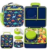 Fimibuke Kids Bento Lunch Box with Thermos, Leakproof Toddler Bento Box with 8.5 OZ Insulated Foo...
