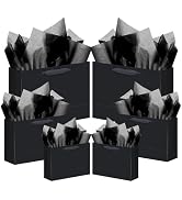 qiqee 10PCS Black Gift Bags with Ribbon Handles Mulit Assorted Sizes Gift Wide Bags (2pcs Large 1...