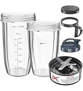 Nutribullet Blender Cups & Blade Replacement Set, 32oz & 24oz Nutribullet cups with Lid To-Go Lid...