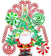14 PCS Christmas Balloons, Christmas Candy Cane Foil Balloons, Red and Green Christmas Decoration...