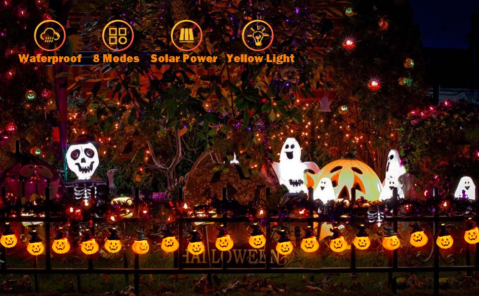 solar halloween string lights
