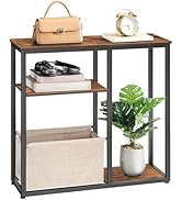 HOOBRO Narrow Console Table with Storage Basket, 30" Small Entryway Table with 3-Tier Storage She...