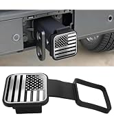 Hitch Covers 2 Inch, Rubber Trailer Hitch Cover, Square Mouth Tube Plug Insert, American Flag Tow...