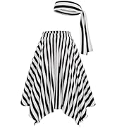 Mavikim Womens Pirate Skirt Headscarf Accessories Halloween Cosplay Costume Renaissance Stripes D...