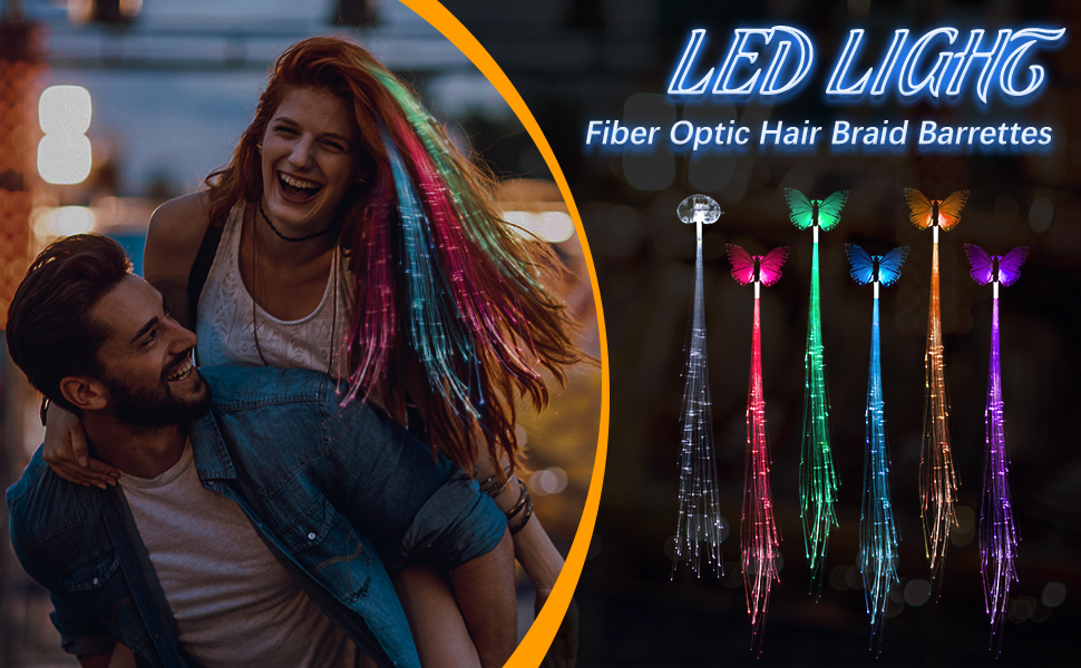 15 Pack Light Up Fiber Optic Light Hair Extension Clips in Girls Women Hair