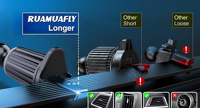 Car vacuum cleaner components displayed on blue background, showing attachments and features with interface indicators and comparison graphics.