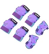 KEYSDEX Kids Protective Gear Set,Knee Elbow Wrist Pads for Roller Skating,Scootering,Skateboardin...