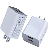 2-Pack USB Wall Charger Dual Port Quick Charger Plug Cube DC 5V 2A Replacement for iPad iPhone 16...