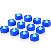 Raycare Blue LED Tea Lights Battery Operated, 200+Hour Flickering Votive Candles,Realistic Fake F...