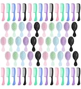 Lilingsty Bulk Combs And Brushes, 5 Colors Individually Wrapped Hair Brush And Combs Bulk, Wet An...