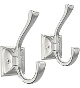 TOFIIGREM 2 Pack Brushed Nickel Towel Robe Hooks, Coat Hooks for Wall Hanging Hat, Key, Bag, Mudr...