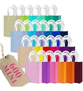 qiqee 600Pcs Mini Paper Gift Bags with Handles - Party Favor Bags - 24 Solid Colors(12×15×6cm / 4...