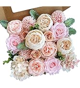 Roses Artificial Flowers Pink Silk Peonies Bulk for DIY Wedding Bouquet Bridal Shower Decorations...