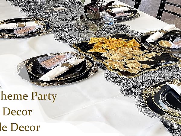 BLACK LACE TABLE RUNNER