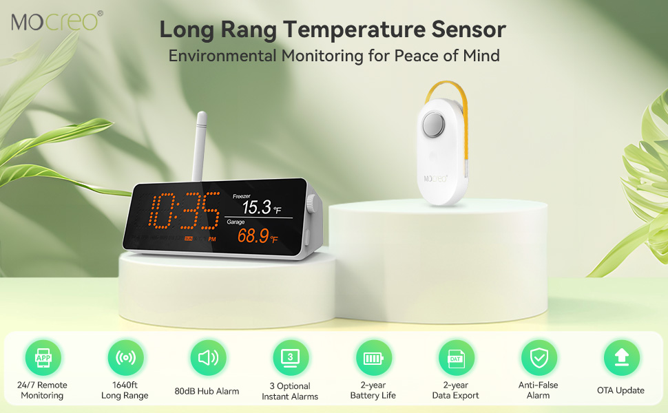 MOCREO 1640ft Long Range Wireless Thermometer Freezer Alarm