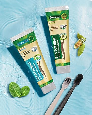 Mineral-rich Bentonite, Fluoride/SLS-free, Natural Whitening + Remineralisation, Eco-friendly Tools