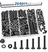 smseace 264Pcs M5 Screws, M5x10/12/20/25/30mm Nuts and Bolts Assortment Kit 6-Sizes M5 Bolts Wash...