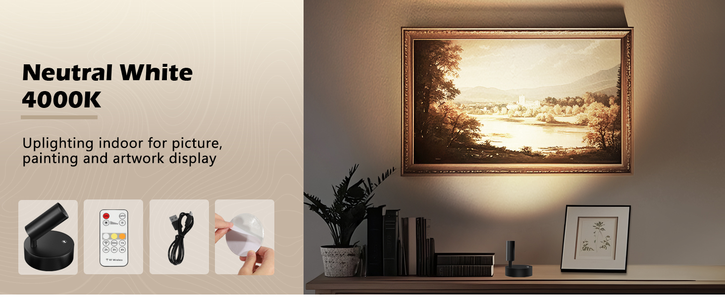 Spotlights for wall paintings and art displays on shelves