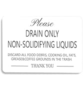 YEWROXY 2PCS Drain Only Non Solidifying Liquids Sign, 5"x3.5" White Acrylic Drain Only Kitchen Ru...