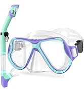 Greatever Snorkeling Gear for Kids, Dry Snorkel Set Panoramic View Snorkel Mask, Anti-Fog Scuba D...