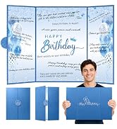 WNINK Blue Silver Birthday Party Decorations for Men & Women, Jumbo Happy Birthday Signature Gues...