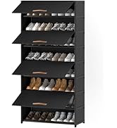 UNITSTAGE Shoe Rack, 9 Tier Shoe Storage Cabinet with Door 36 Pair Plastic Shoe Shelves Organizer...