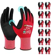 DULFINE MicroFoam Nitrile Coated 12 Pairs Work Gloves for Men Red L | Strong Grip, Touchscreen, S...