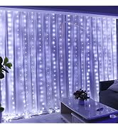 HXWEIYE 300LED White Fairy Curtain Lights for Bedroom, 3mx3m 8 Modes USB Plug in Window Christmas...
