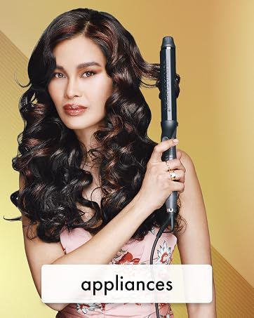 Image of woman holding hair curler with text reading appliances.