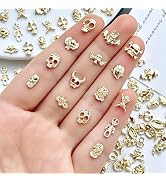 50Pcs Goth Halloween Nail Charms 3D Alloy Nail Art Charms Skull Ghost Devil Horn Nail Rhinestone ...