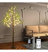 CAMANTU Olive Tree Light, 5FT Fairy Lights Artificial Plant Tree, Artificial Greenery Tree with L...