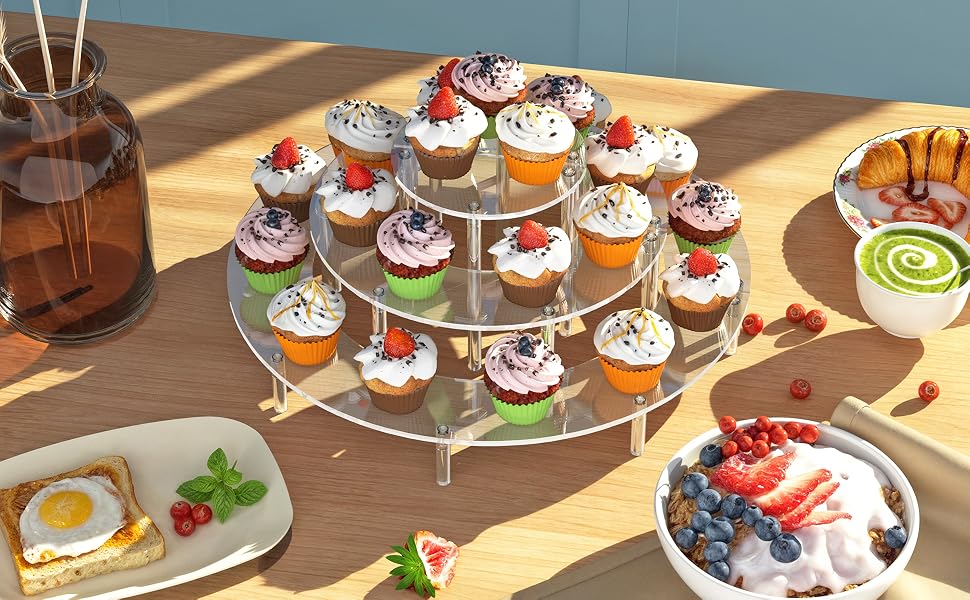 acrylic display risers perfume organizer stand clear cupcake holder shelf dessert decoration