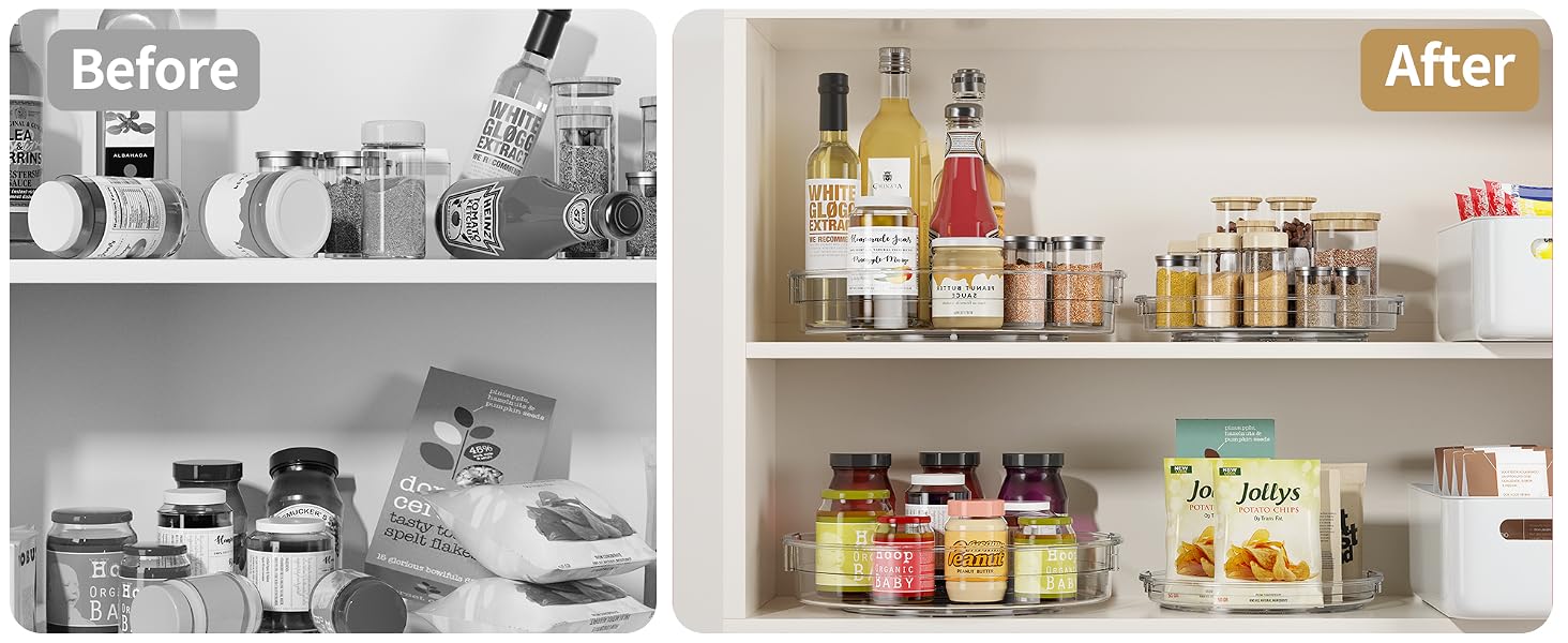 Lazy susan pantry organizers and storage