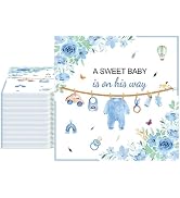 40pcs Blue Baby Shower Decorations Paper Napkins, A Sweet Baby Is On His Way Baby Shower Napkins ...