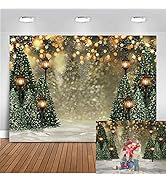 Mocsicka 10x8ft Winter Christmas Backdrop for Photography Christmas Glitter Bokeh Green Pine Tree...